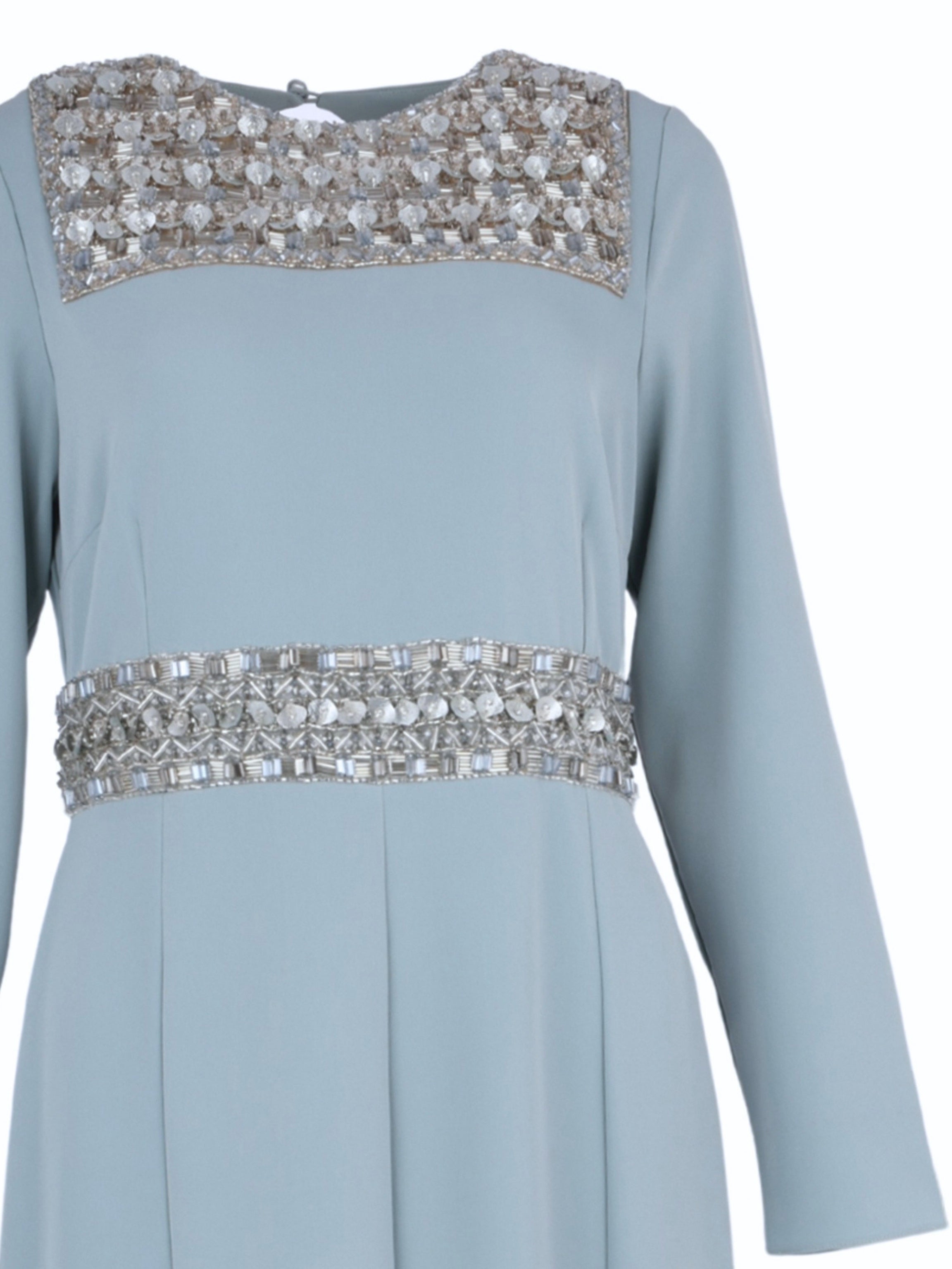 Hand embroiderd chest long sleeves off shoulder dress full cover modest dress fish cut