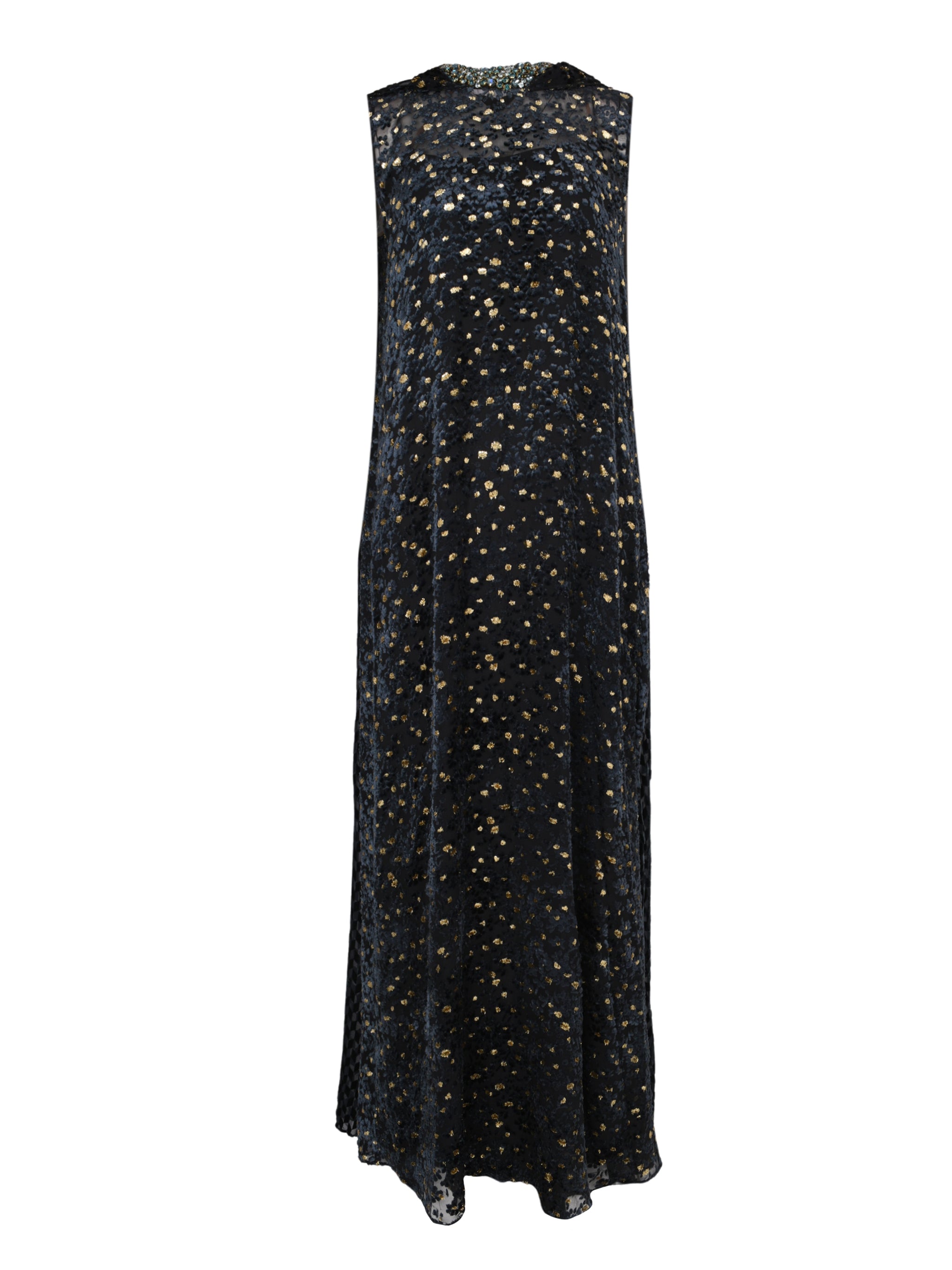 Imola beaded neckline fil coupe chiffon full length cape dress