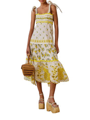 SICILY OFF-WHITE RICHELIEU MIDI DRESS