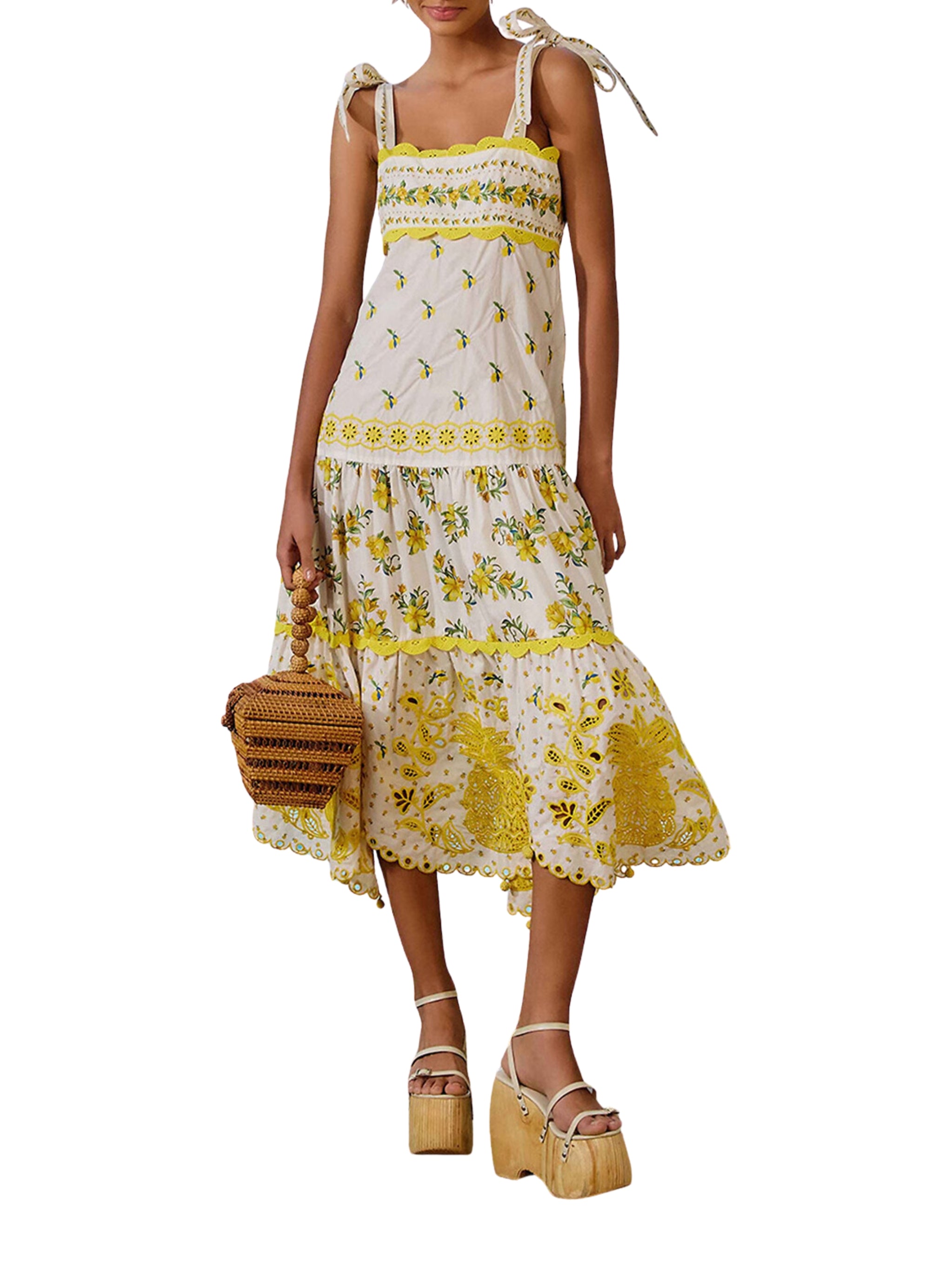 SICILY OFF-WHITE RICHELIEU MIDI DRESS