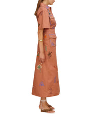 Dusty embroidered midi skirt