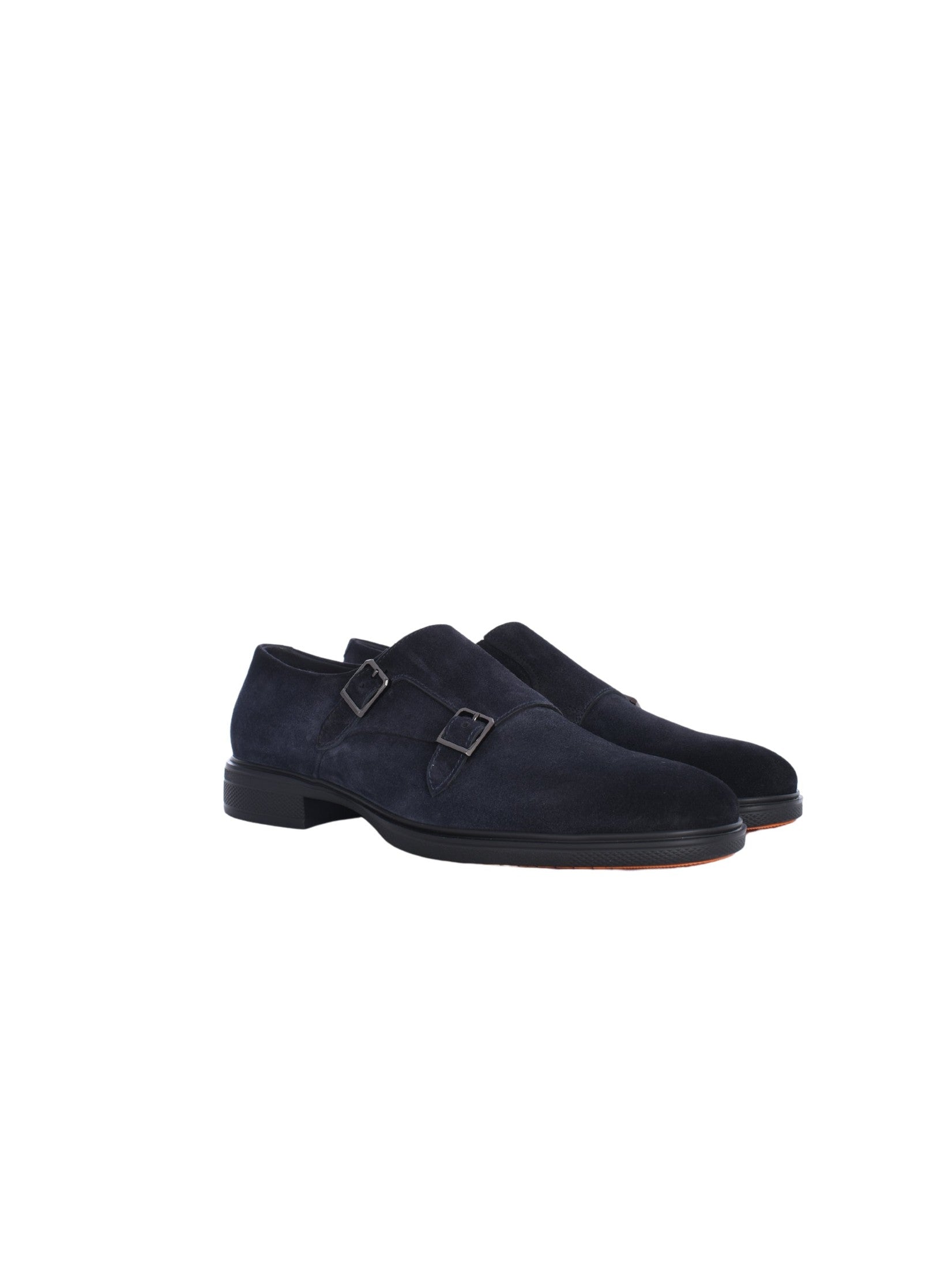 Men's blue suede monk shoes
