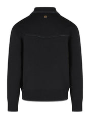 Leather trim zipped blouson