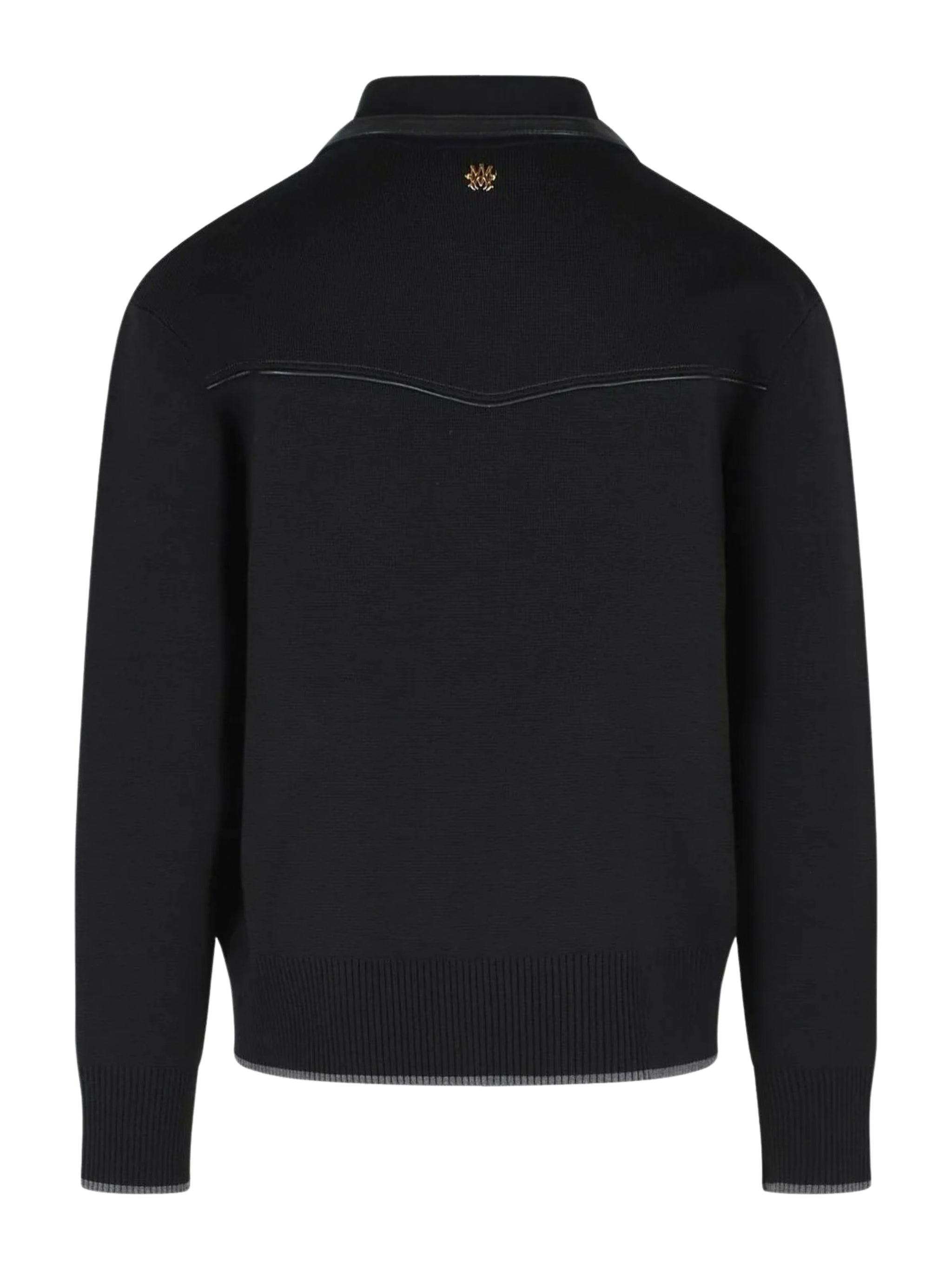 Leather trim zipped blouson