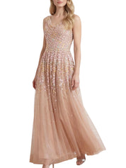 Versailles ditsy cowl neck gown