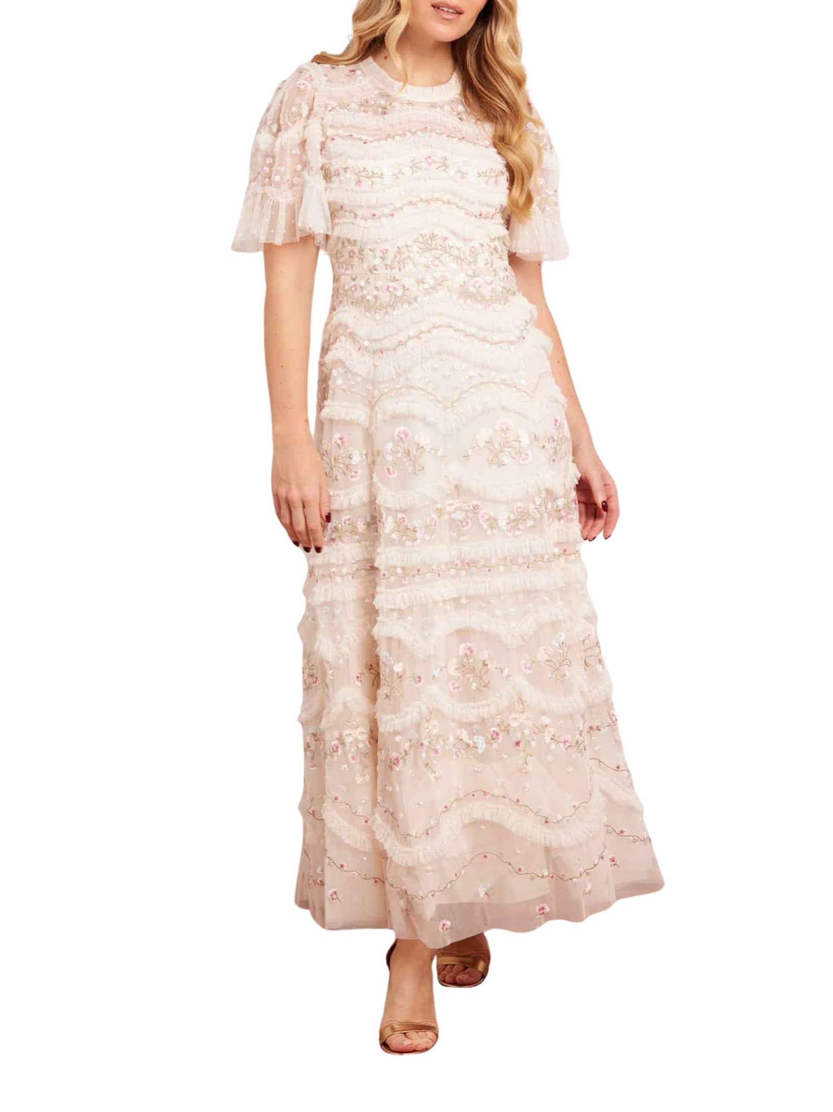 Marina ruffle ankle gown