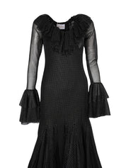 Black parisian studded embroidered dress