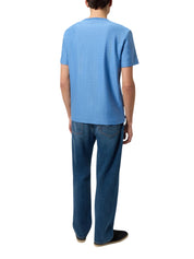 Crew-neck cotton jacquard T-shirt with tone-on-tone zigzag design