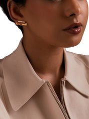 Frame earrings in sterling silver & 18k gold vermeil and white and orange cz