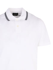 Striped-Trim Piqué Polo Shirt - White