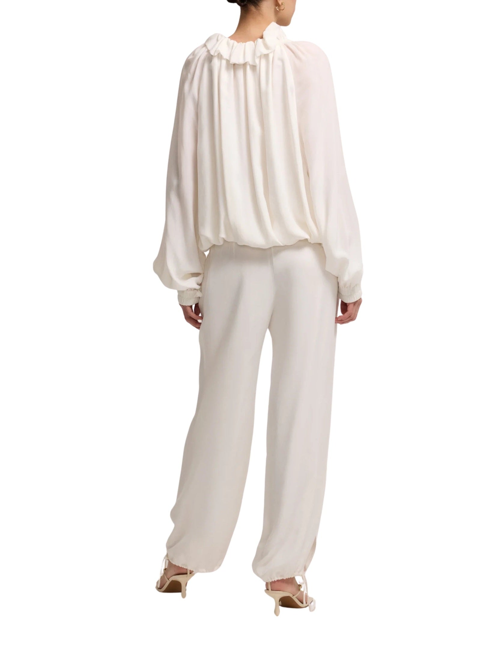 Zippered gathered detail blouse