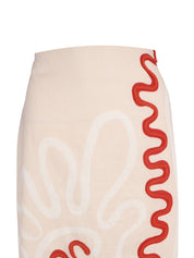 High waisted a-line midi skirt with zipper closure