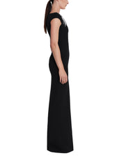 Lucrezia Long Dress in Black with Smoke/crystal