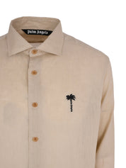 Tree logo linen regular shirt