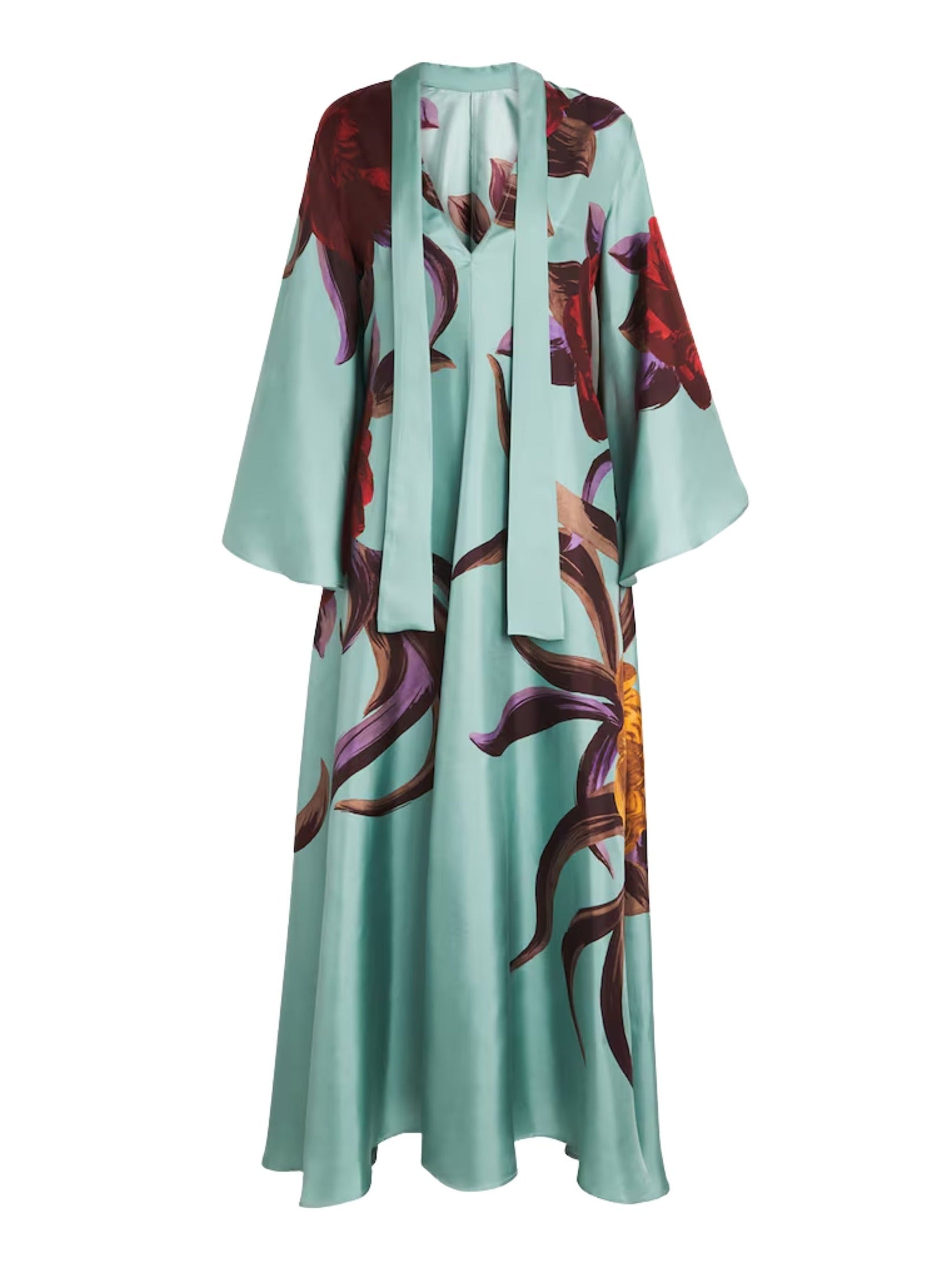 Magnifico dress peony placée light blue in silk twill