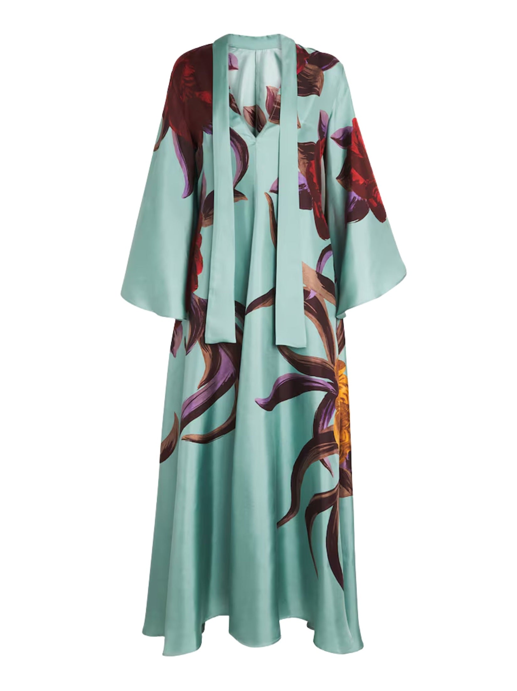 Magnifico dress peony placée light blue in silk twill