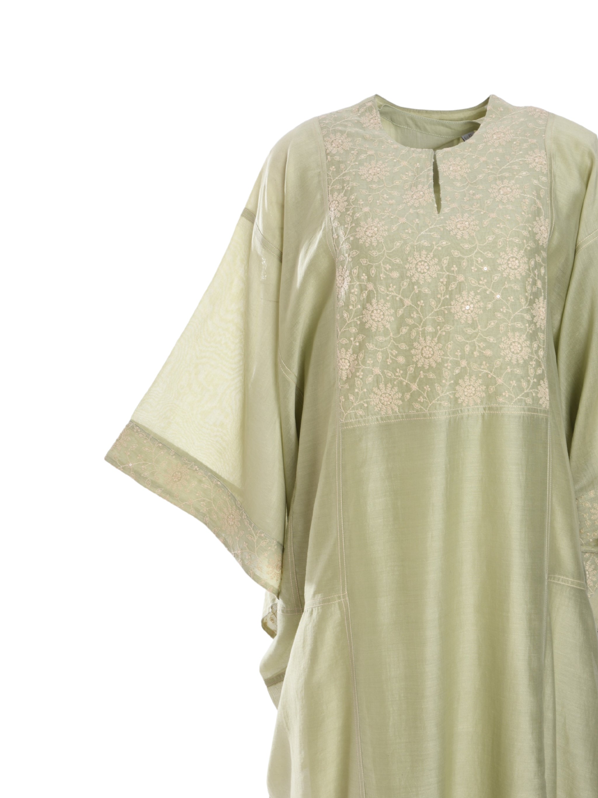 GREEN FLOWER EMB KAFTAN