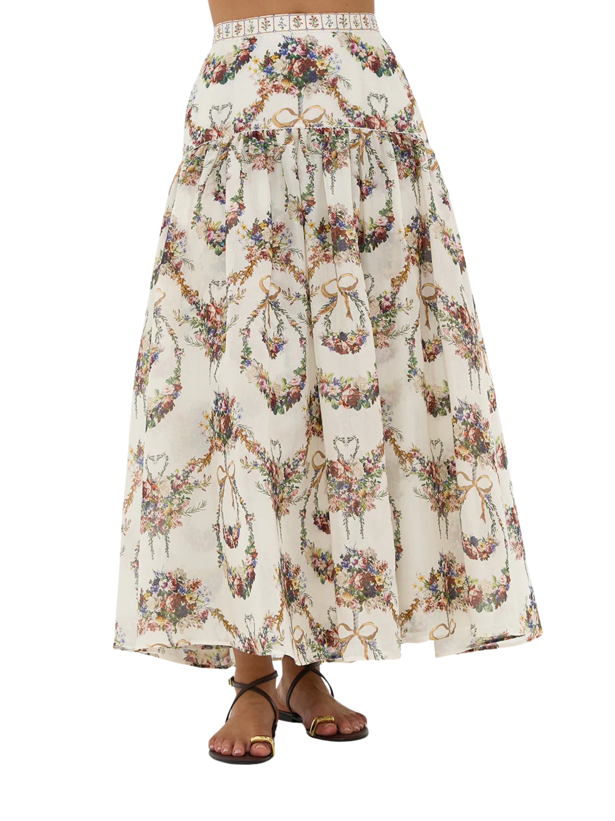 FITTED WAIST GATHERED SKIRT WITH LINING