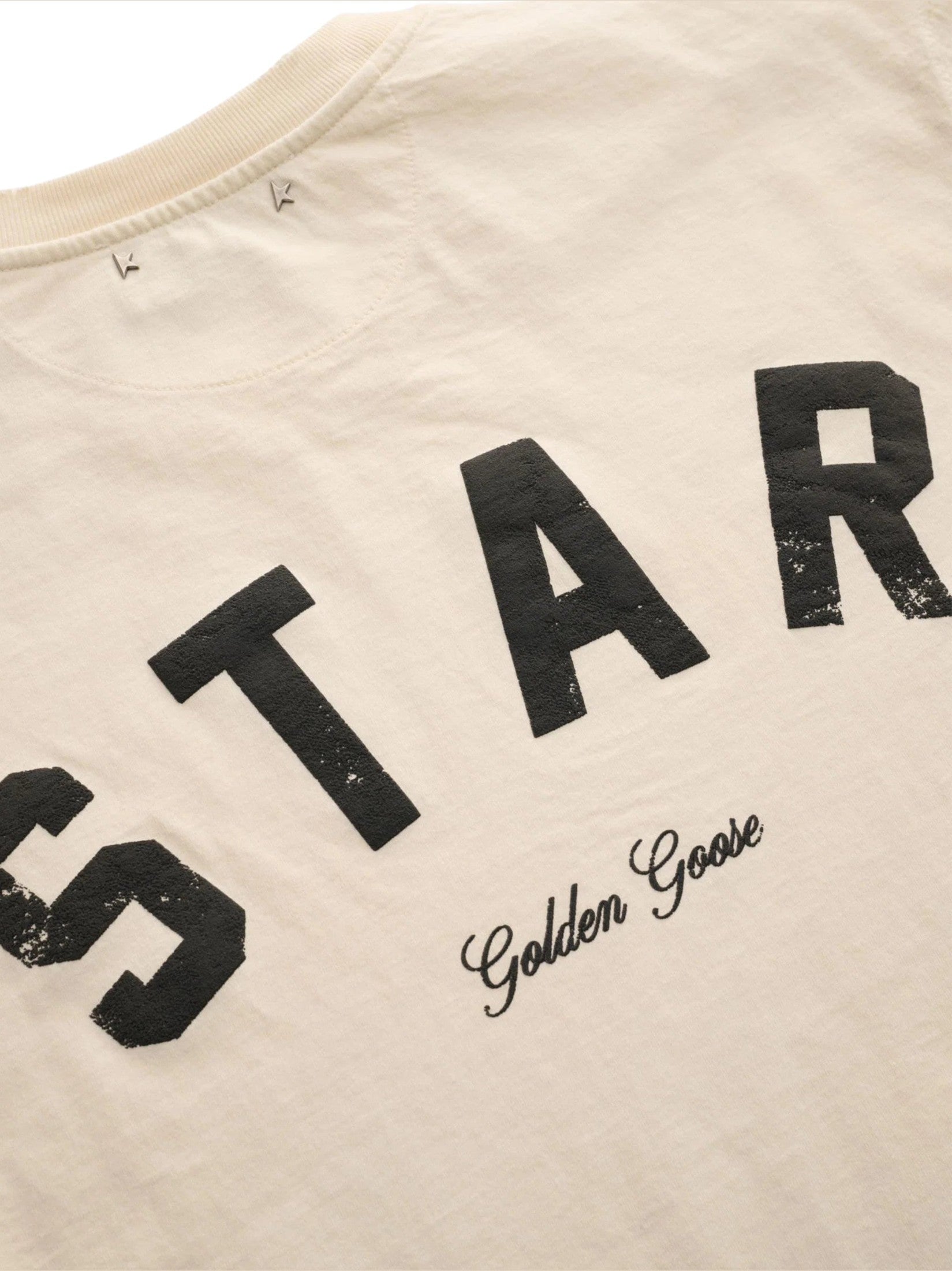 Star/ unisex relaxed fit t-shirt/ cotton jersey/ vintage treatment/ star golden goose print