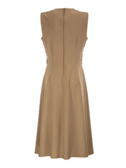 Tech wool sleeveless dress with crochet front