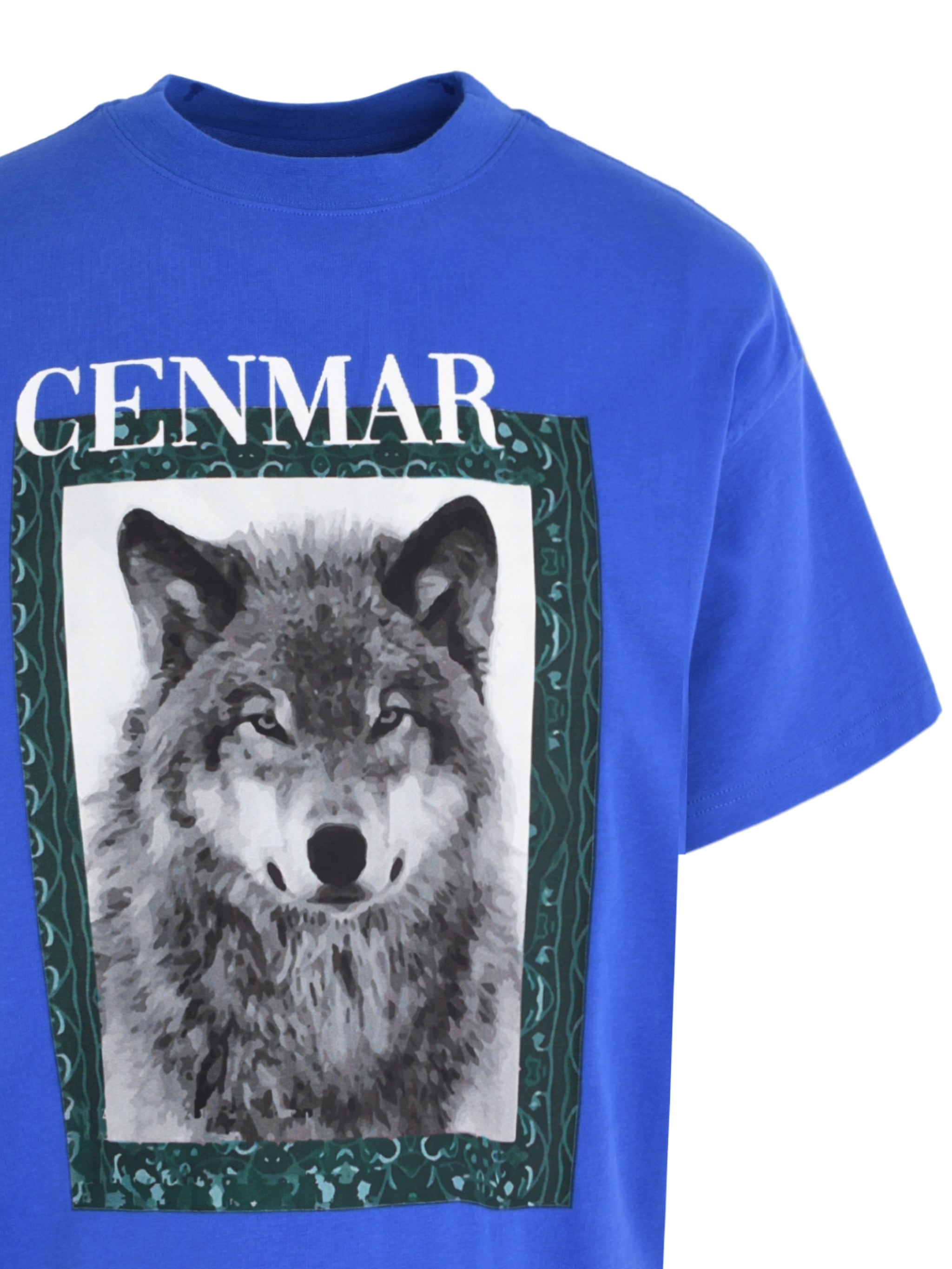 CENMAR BLUE T-SHIRT WITH A WOLF PRINT