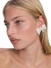 Pearl Satin Bow Earrings