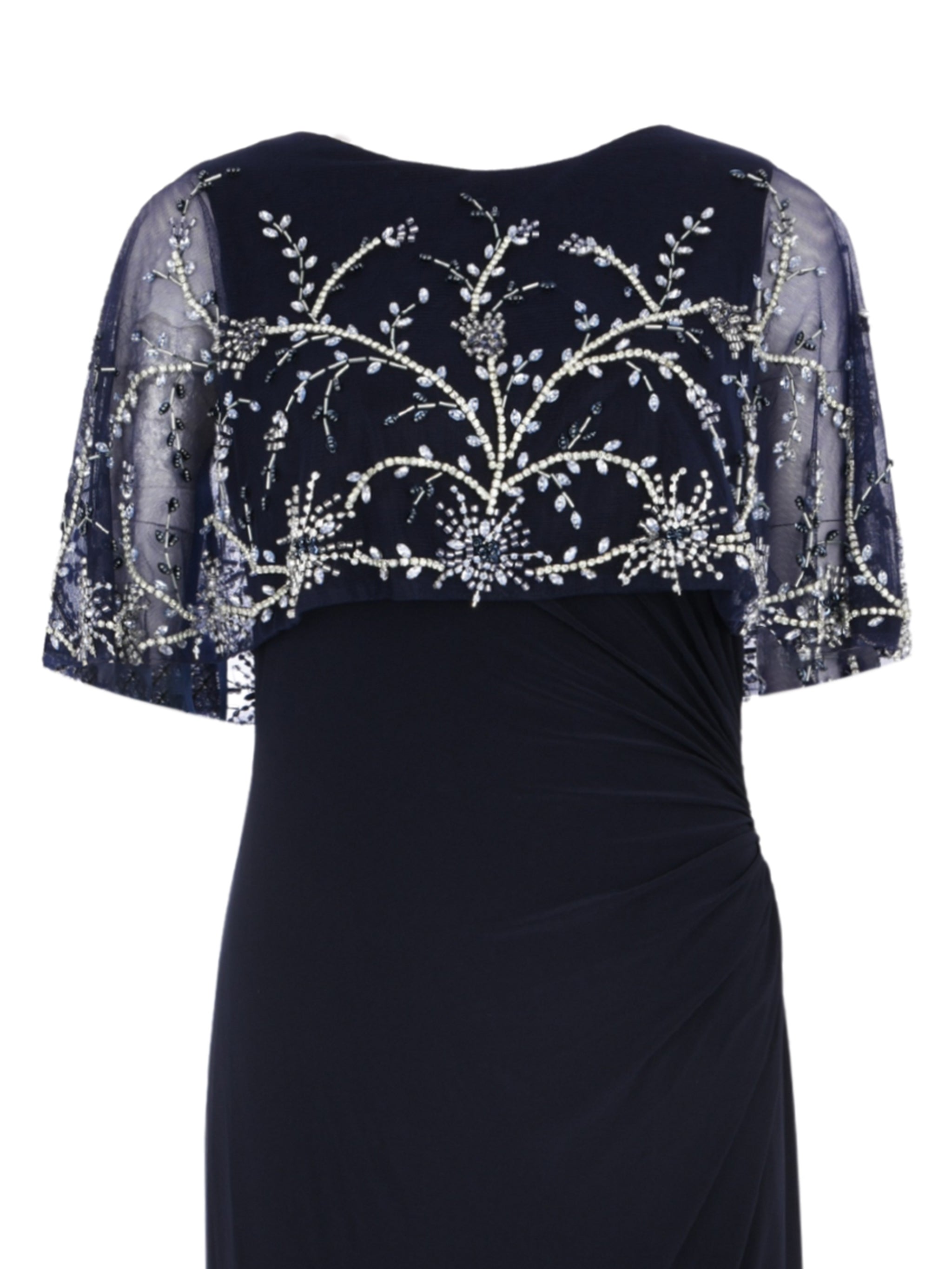 FITTED JERSEY GOWN WITH BEADED SHAWL