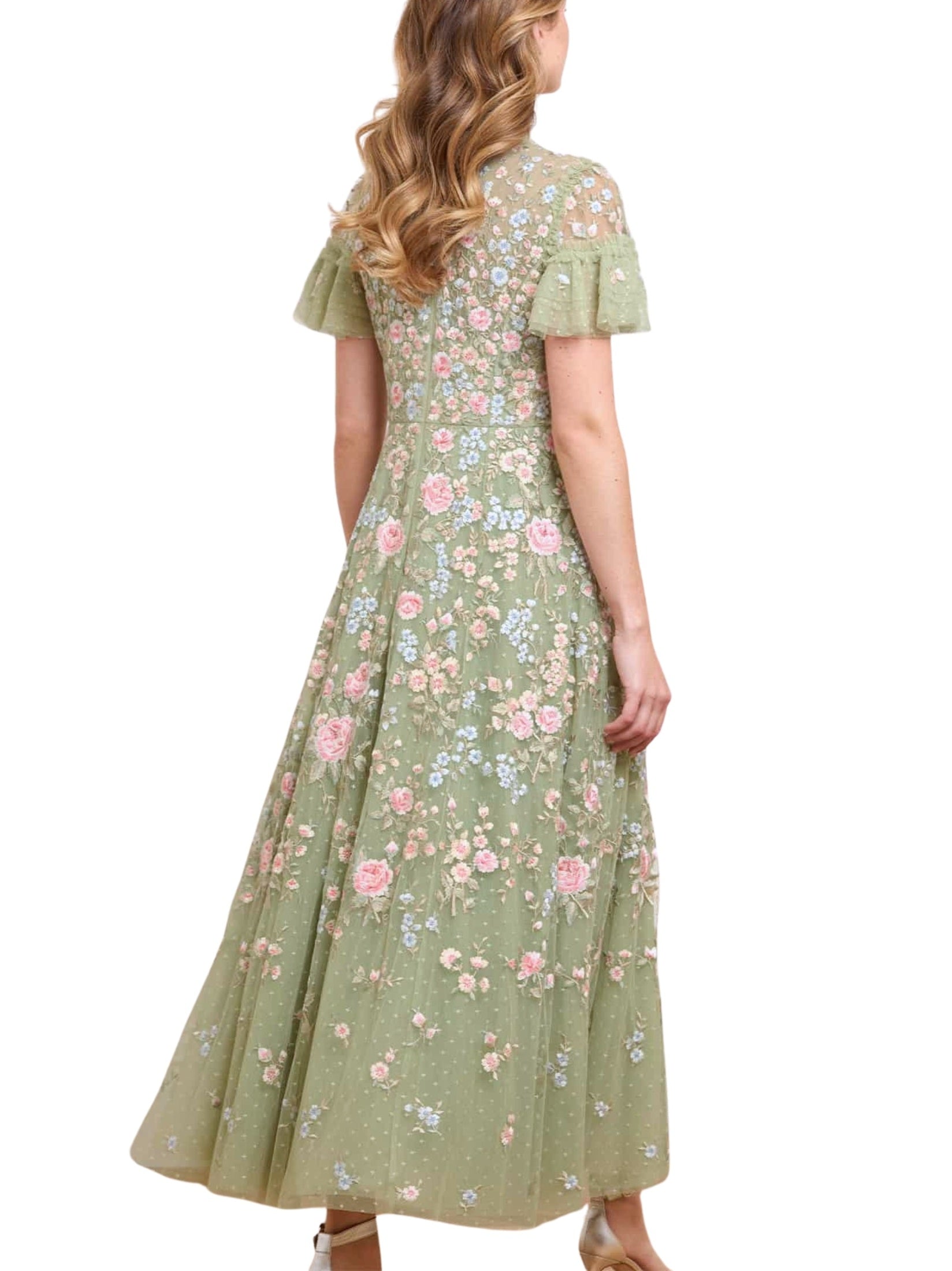 Antoinettes floral round neck ankle gown