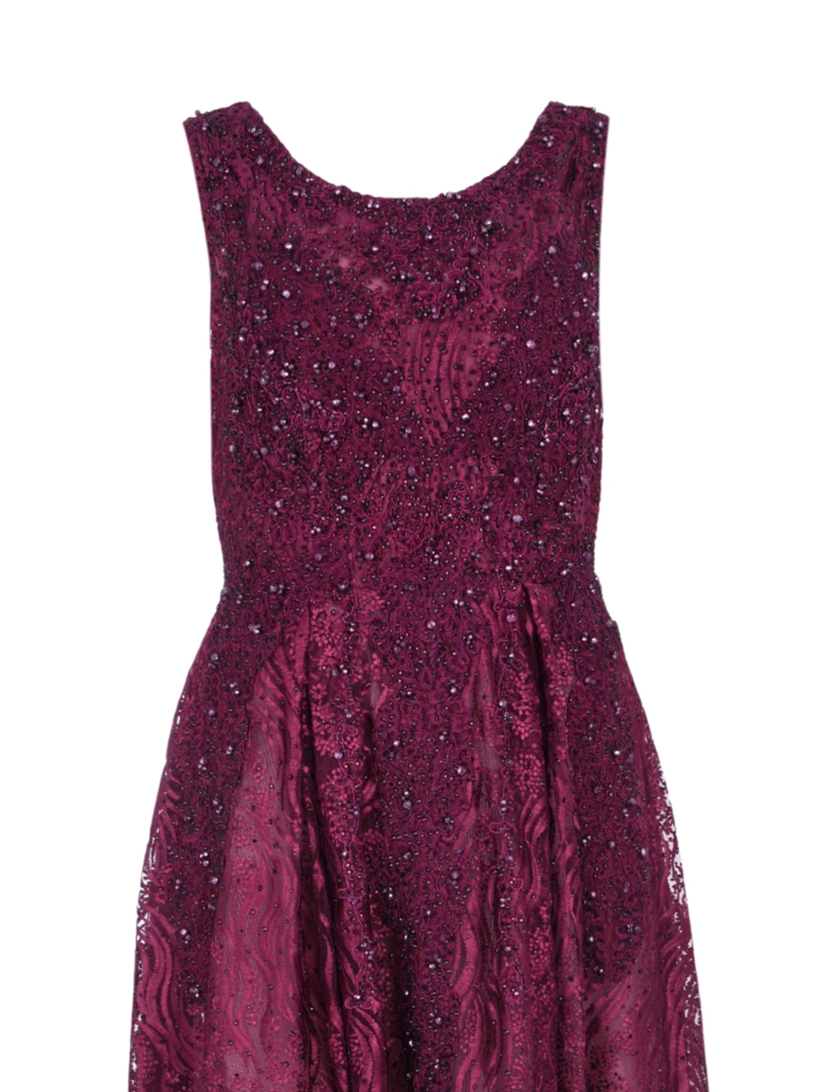 Embellished sleeveless high neck a line gown