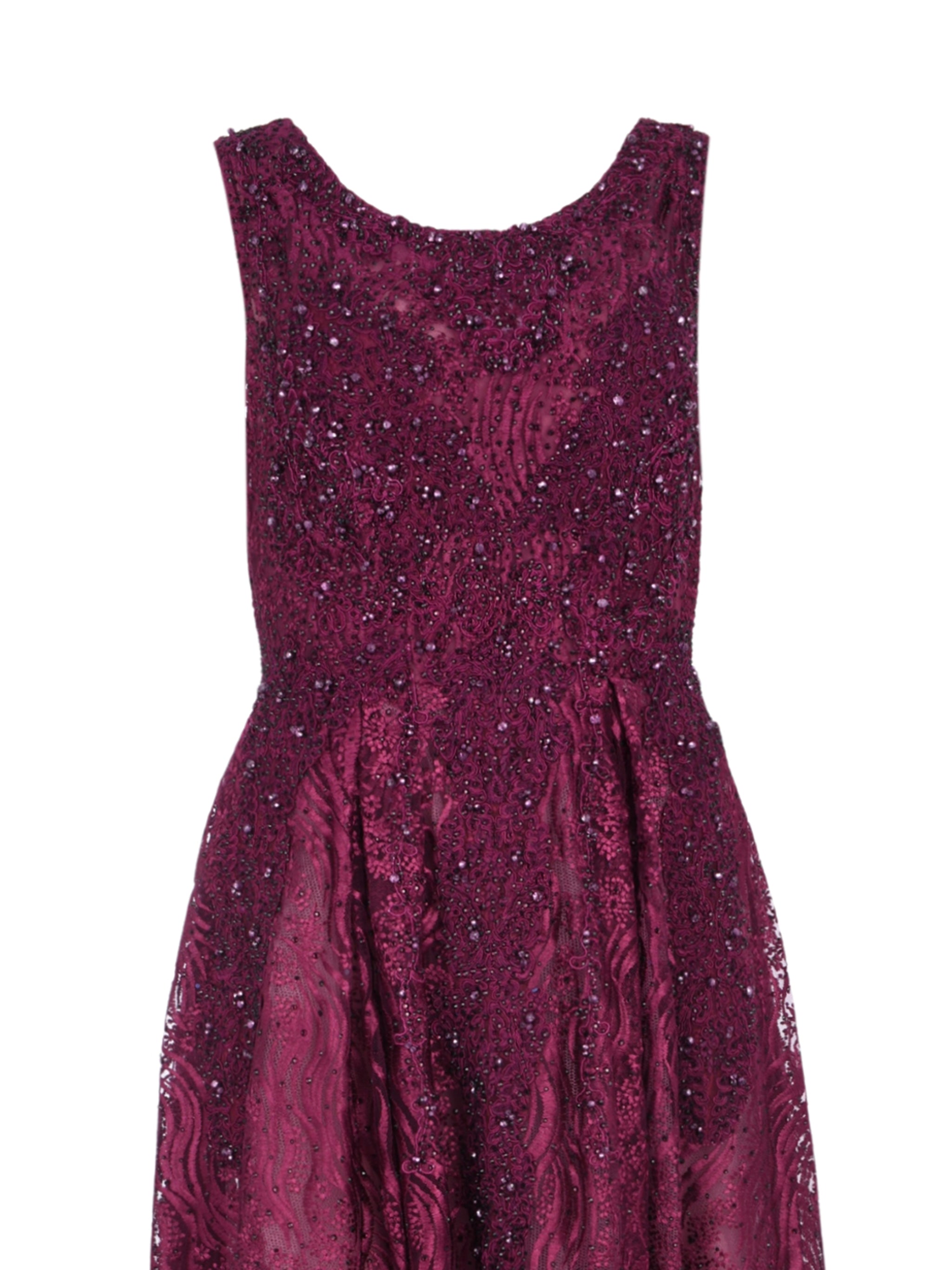 EMBELLISHED SLEEVELESS HIGH NECK A LINE GOWN