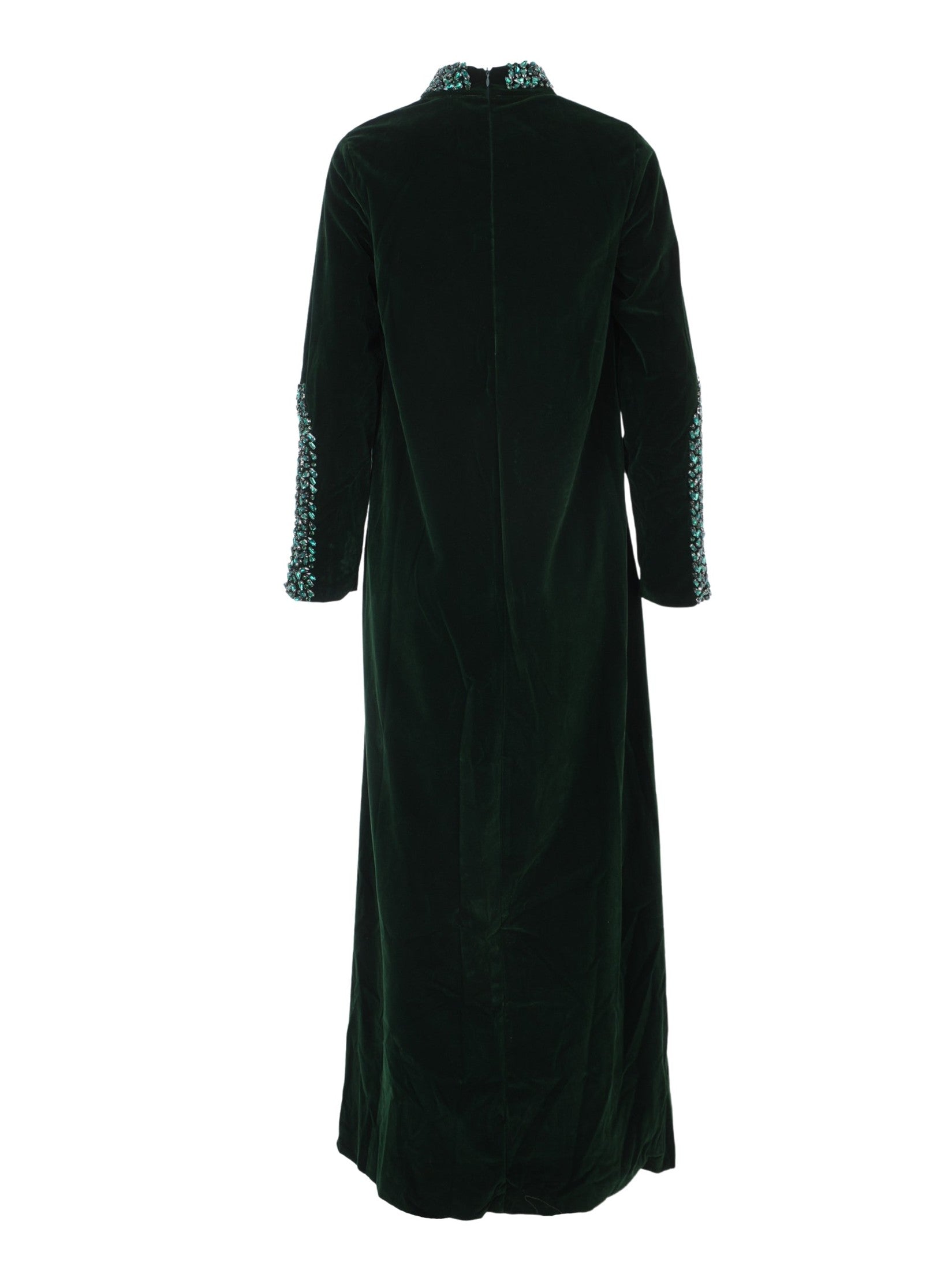 Green crystal velvet dress