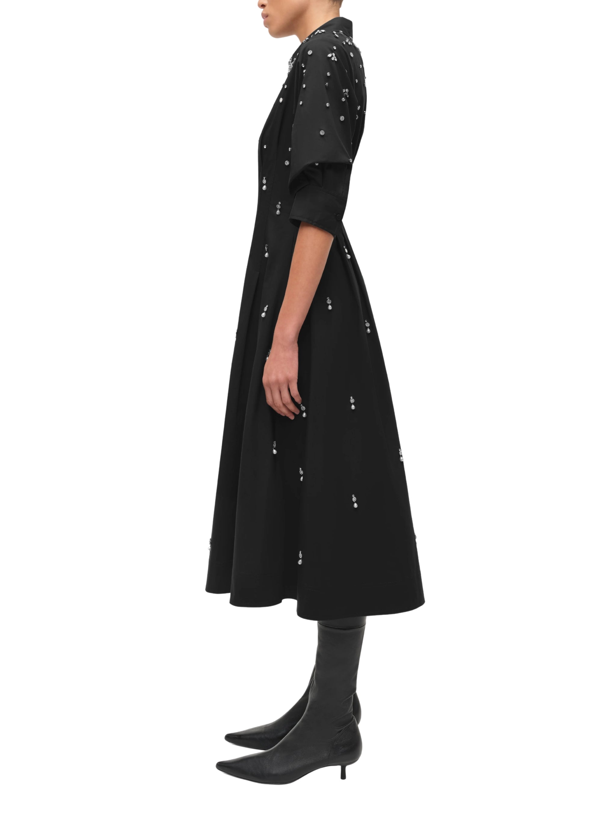 Jazz Embellished Pintuck Midi Dress