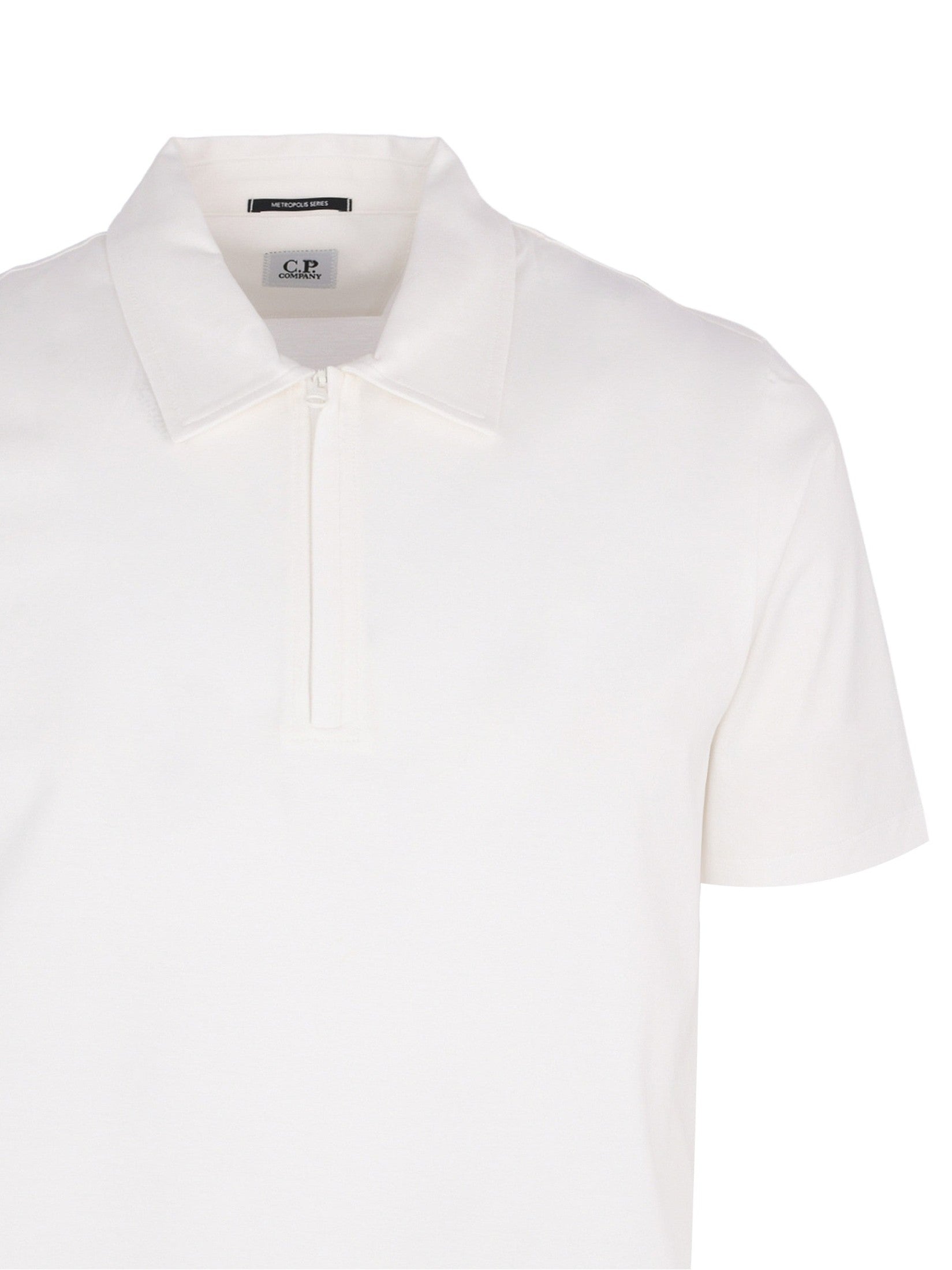 Metropolis series mercerized jersey short sleeve half zip polo