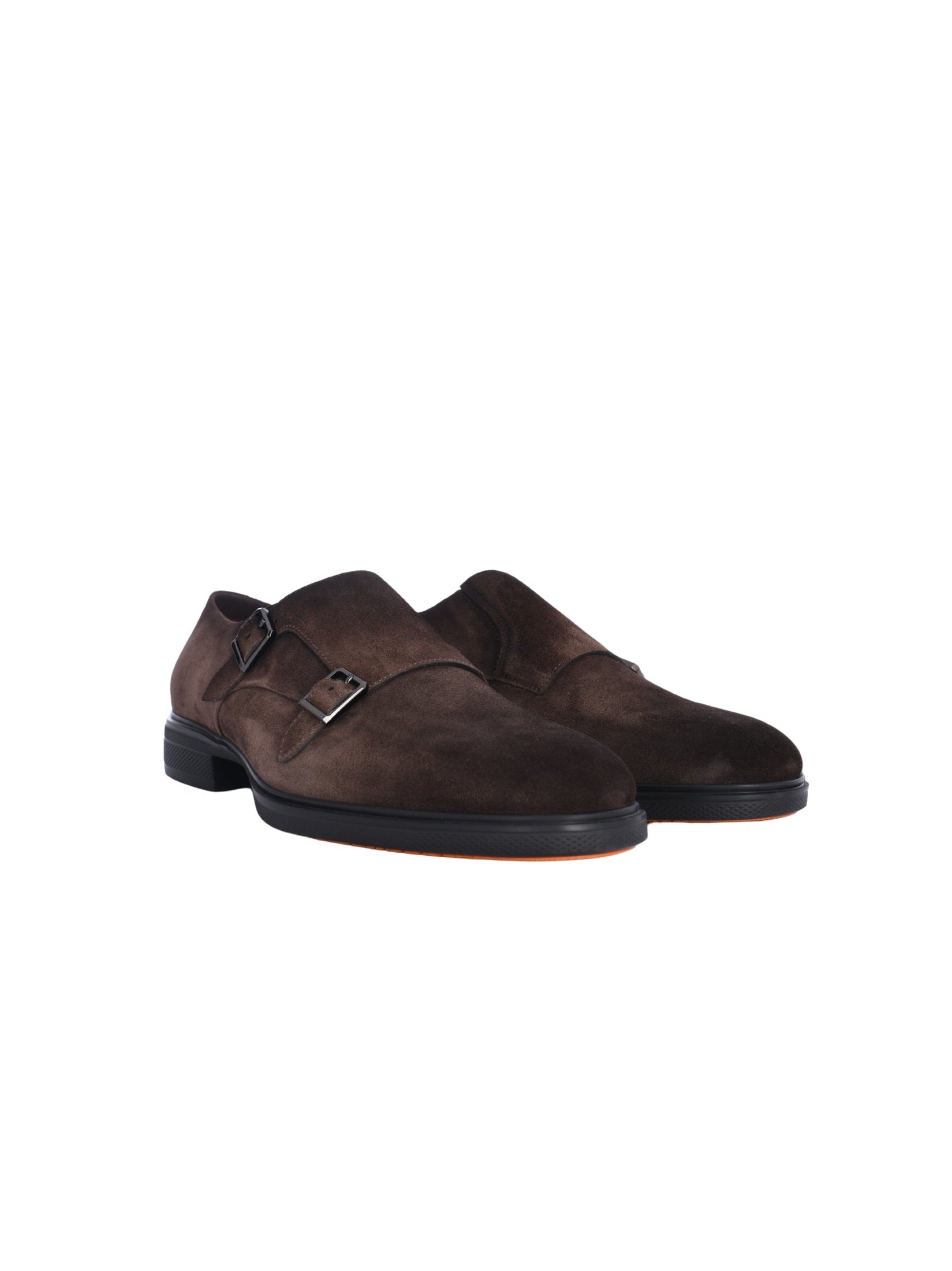 Men's brown suede monk shoes