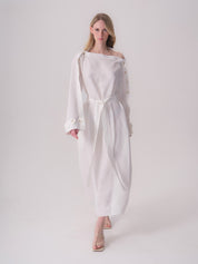 White Linen Dress with Buttons