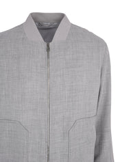 Wool silk linen bomber