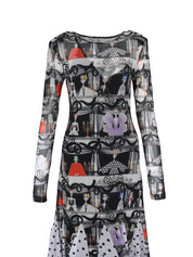 Theatre hekayat limited edition pattern mesh dress with inner dress