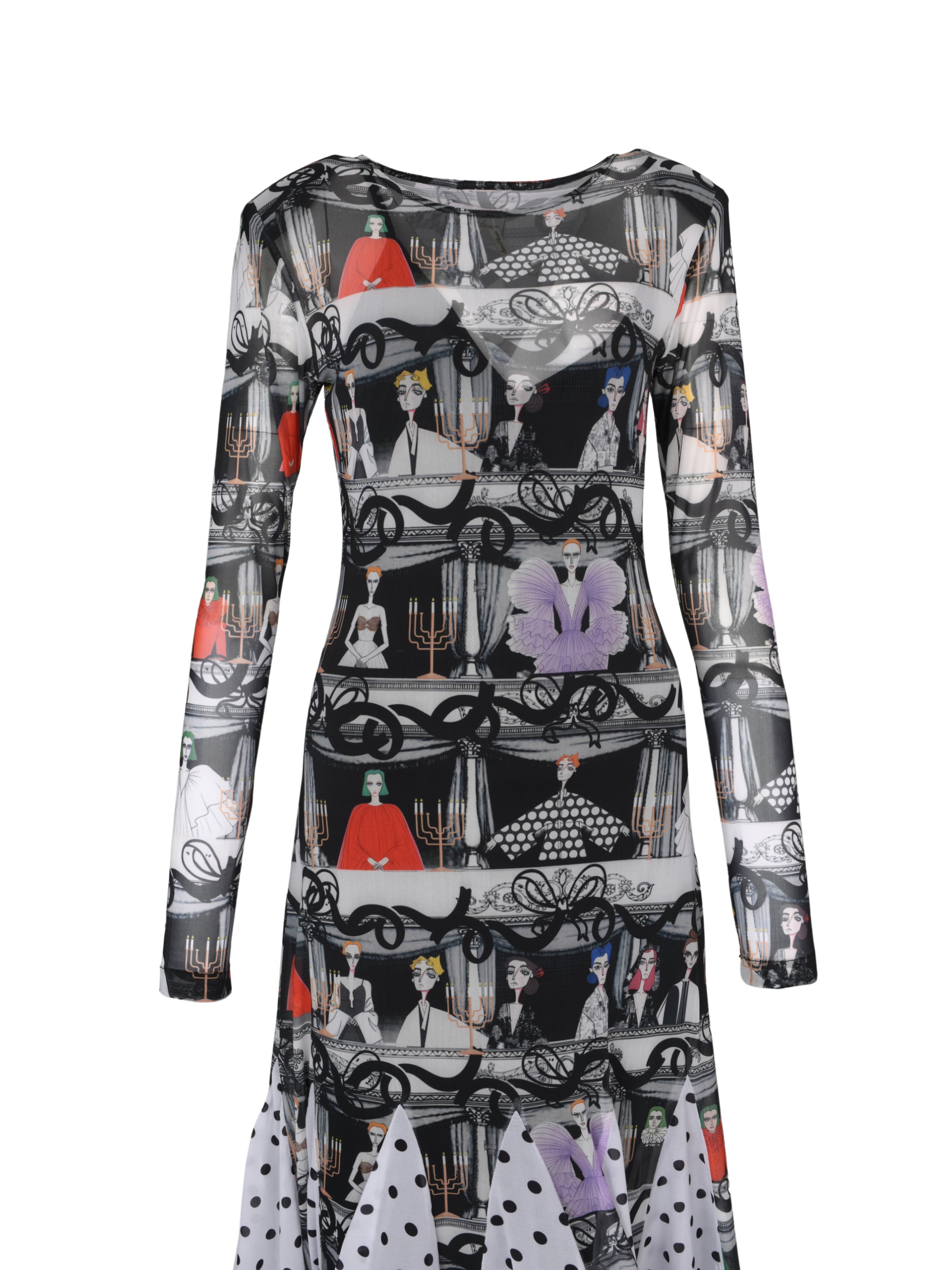 Theatre hekayat limited edition pattern mesh dress with inner dress