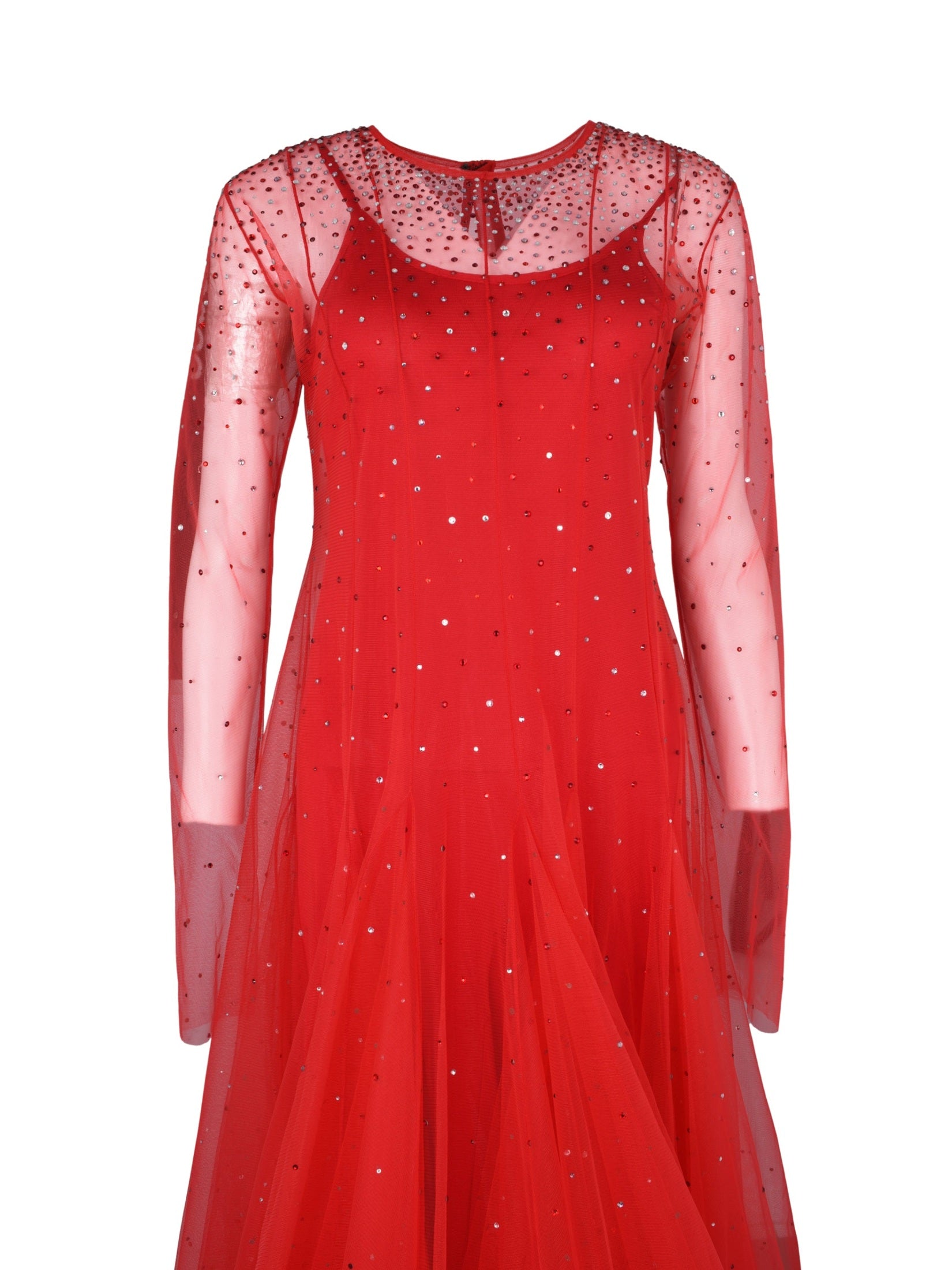 Red tull dress