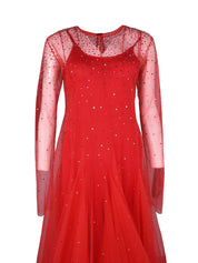Red tull dress