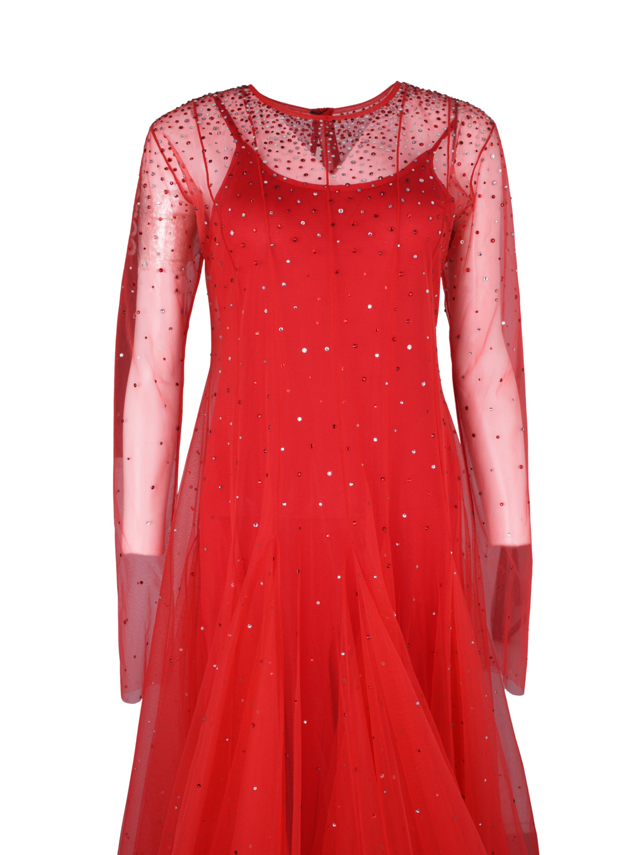 Red tull dress
