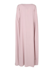Pink Plain Dress With Cape