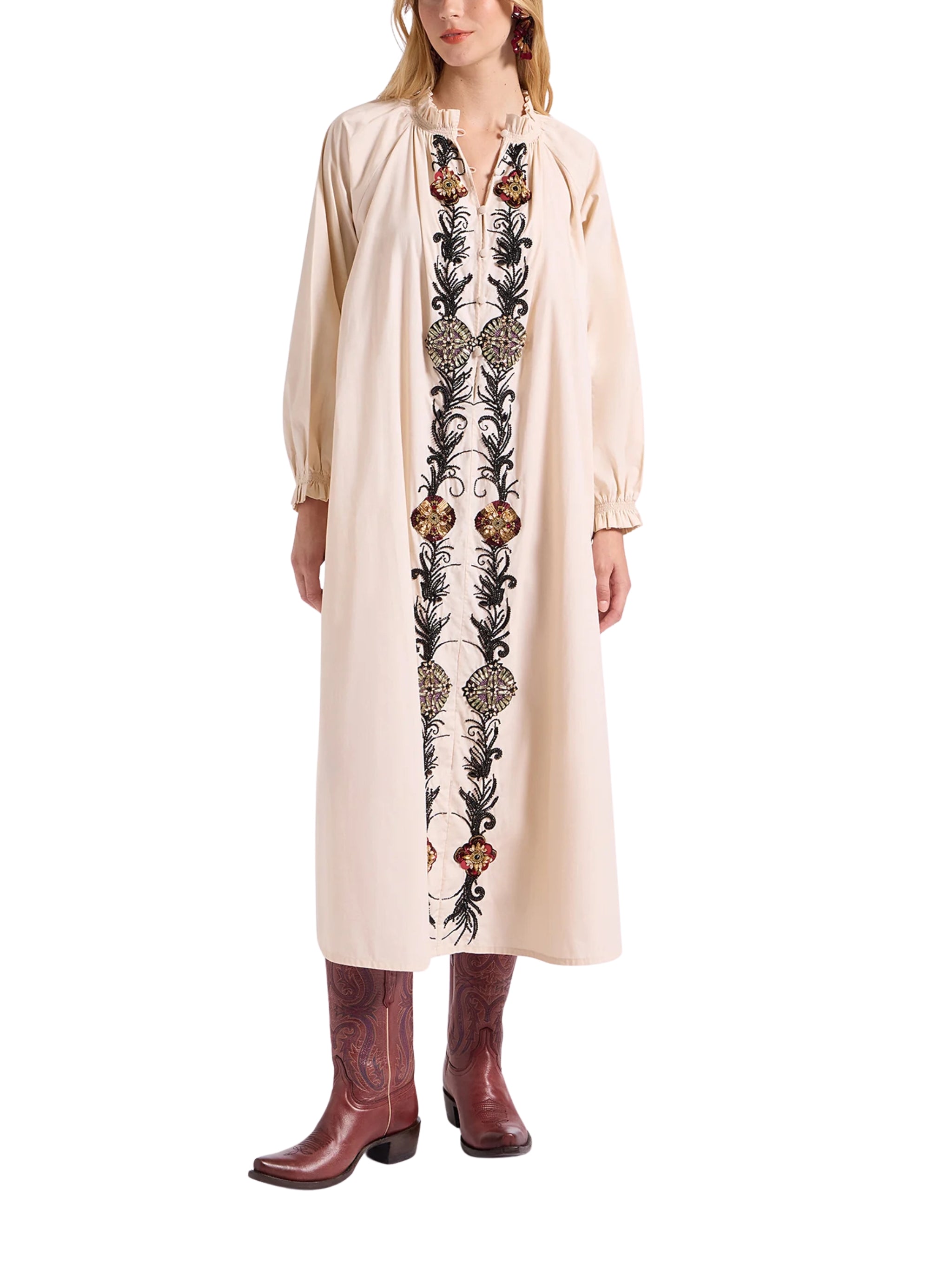 EMBROIDERED CERERE SHIRT DRESS