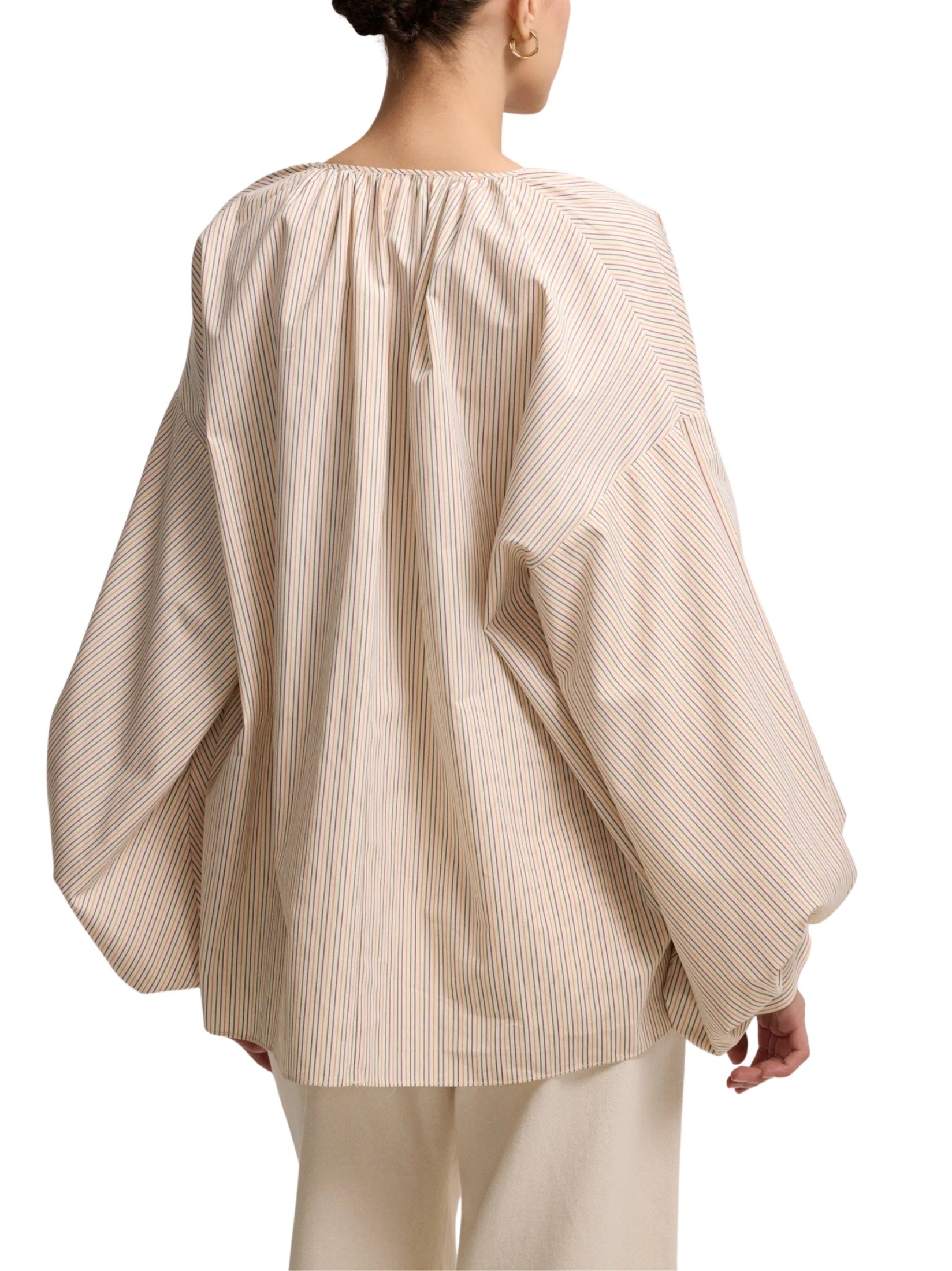 Zippered striped cotton tunic