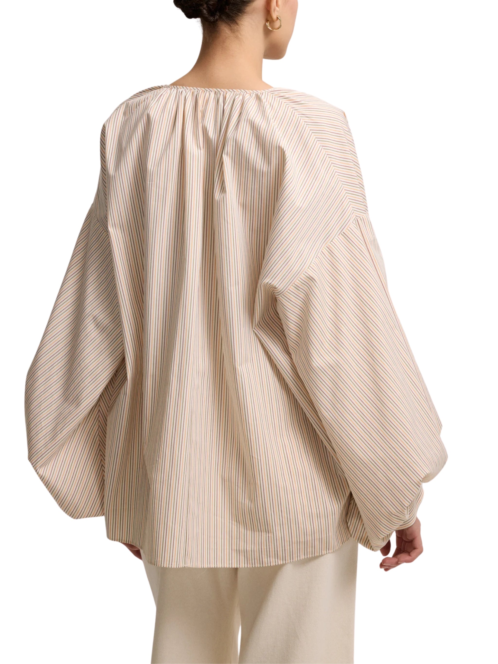 ZIPPERED STRIPED COTTON TUNIC