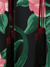 Duster Coat Peony Black In Sablé Satin