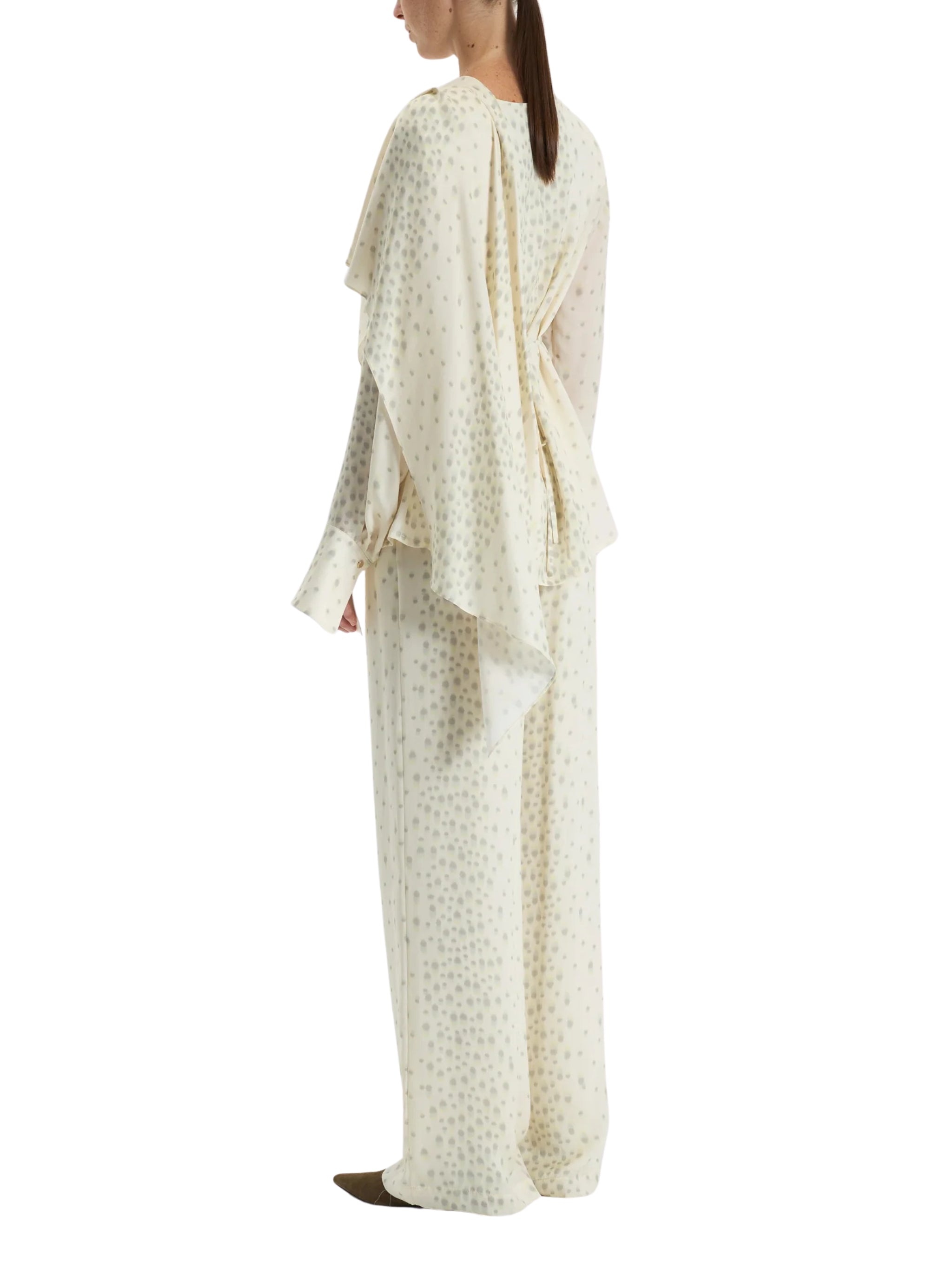 POLKA DOT DRAPED BLOUSE