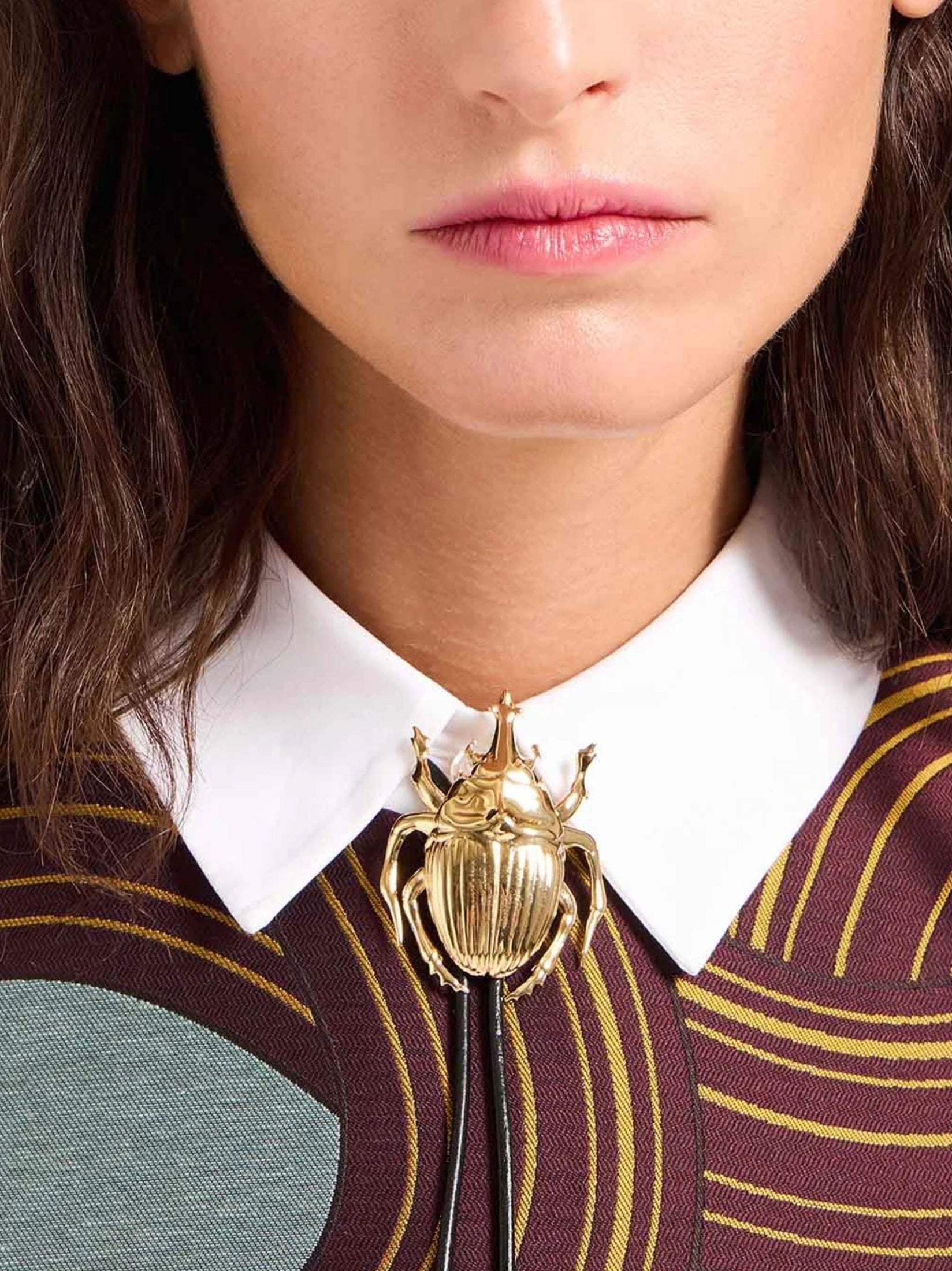 Scarab cow tie 24k gold plate