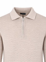 Cream Wool Zip Polo