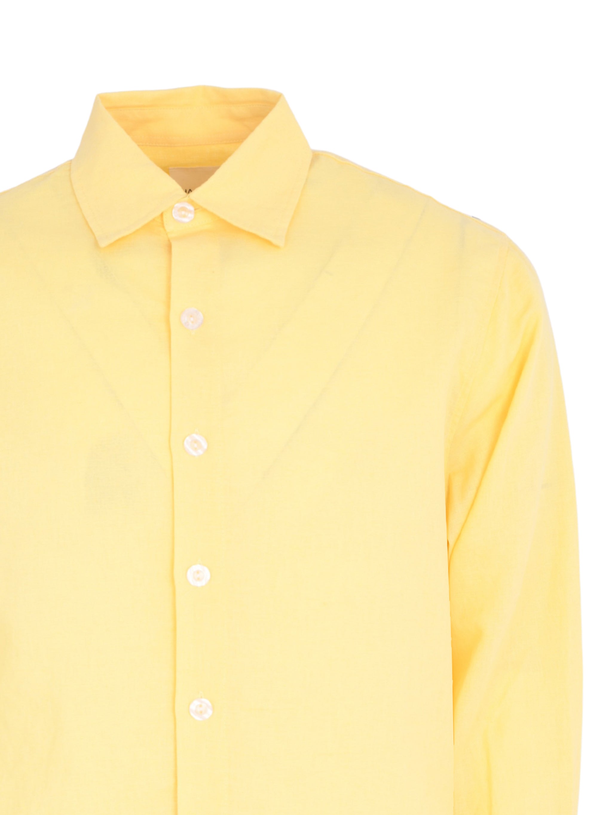 LIGHT YELLOW LINEN LONG SLEEVE SHIRT